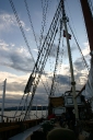 The bridge and mast without sails..