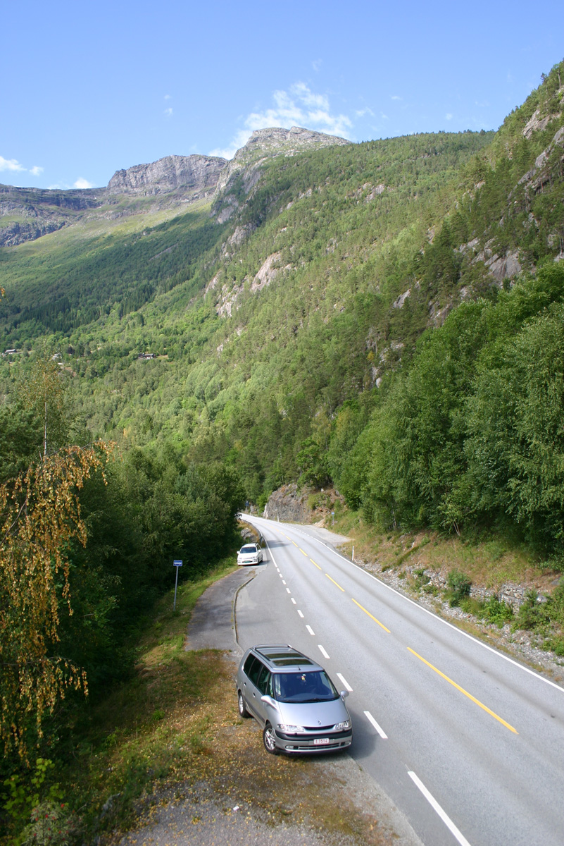 My car on the forefront, on my way across the mountains