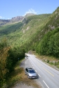 My car on the forefront, on my way across the mountains